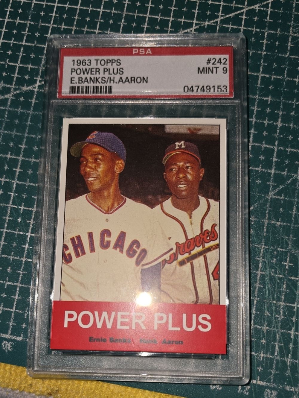 Topps Red and White "Power Plus" #249  PSA 9 Banks & Aaron